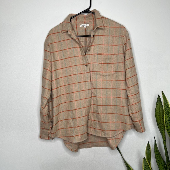 Madewell Tops - Madewell Tan & Orange Cotton Flannel M